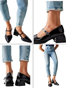 US 8 / EU 38 - VAGABOND Shoemakers Vivian Black Leather Pointy Mary Janes Schuhe - Bild 1 von 15