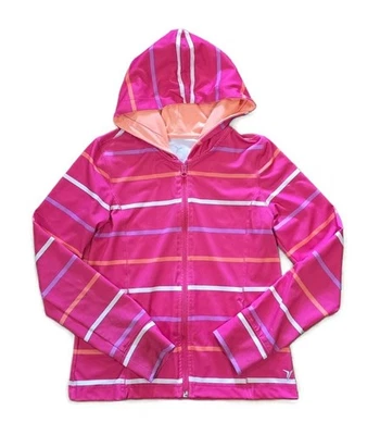 Chaqueta con Capucha Antigua Azul Marino Activa Niñas Grande 10/12 Cremallera Completa Bolsillos a Rayas Rosa Foto 1 de 3
