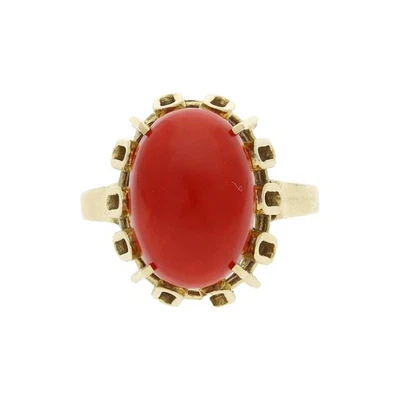 Ring 333/000 (8 Karat) Gelbgold mit Koralle, getragen 25323367 Größe 57 - Bild 1 von 4