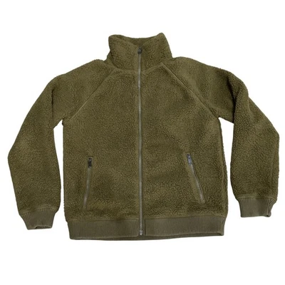 ATHLETA TUGGA Women Full Zip Cropped Jacket Mountain Olive Sherpa Fleece Size XS - Image 1 of 4