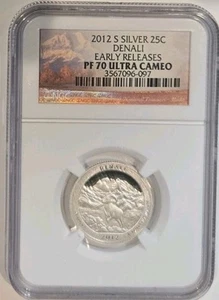 2012-S "ATB" SILVER 25C DENALI, NGC PF70 UCAM, EARLY RELEASES, LABEL ISSUE - Picture 1 of 3