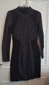 Karen Millen Black / Grey Long Sleeved Bodycon Dress size 10 Very Good Condition - Picture 1 of 9