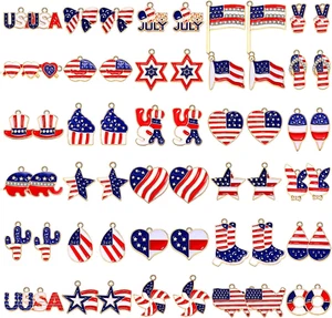 60PCS Patriotic Charms 4Th of July Pendants for Jewelry Making Independence Day - Picture 1 of 12