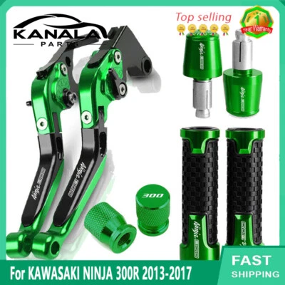 CNC For KAWASAKI NINJA 300R 2013-2017 Brake Clutch Levers Handlebar Grips Cap Foto 1 de 3