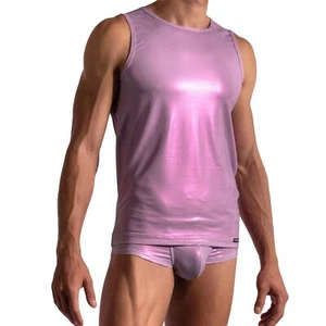 Manstore M2198 Slim Tank Top mens underwear vest male sleeveless shiny spots - Picture 1 of 8