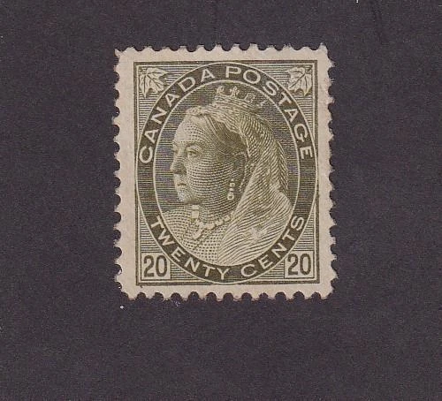 CANADA # 84 VF-MLH Q/VICTORIA 20cts NUMERAL ISSUE CAT VALUE $1000 (KK1) - Image 1 of 1