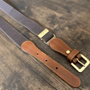 Zaccone Boys Brown Cotton & Leather Adjustable Belt Made in Italy Size 4-6 years - Picture 1 of 10