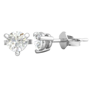 0.3ctw Round Cut Lab-Created Diamond 14k Gold Stud Earrings 3 Prong Basket G SI1 - Picture 1 of 21