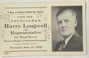 Harry Longwell Political Vintage Advertising Blotter - Picture 1 of 2