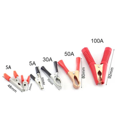 Red&Black Car Battery Insulated Test Lead Clip Crocodile Alligator Clamps 5-100A