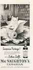 1951 MacNaughton's Canadian Whisky PRINT AD Surprise Package! Cute Kitten in Box