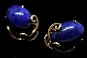 HERMOSOS PENDIENTES PERFORADOS ORO AMARILLO 14K CON LAPISLÁZULI AZUL, 5,8 GRAMOS - Imagen 1 de 5