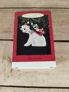 NIB 1995 Hallmark POLAR COASTER Polar Bear & Sledding Penguin Keepsake ornament - Picture 1 of 2