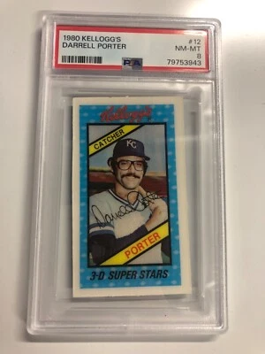 1980 KELLOGG'S 12 DARRELL PORTER PSA NM-MT 8 BB - Image 1 of 2