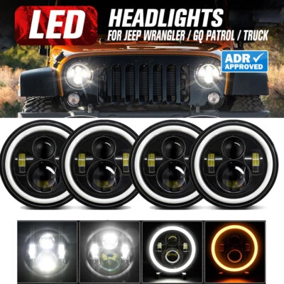 4x 100W 7inch ADR Approved LED Headlights For Jeep Wrangler TJ JK 97-17 - image 1 of 4