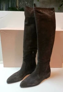 BNWT Beautiful Designer PRADA Ladies Gray Suede Boots 38-1/2  $1500. - Picture 1 of 10