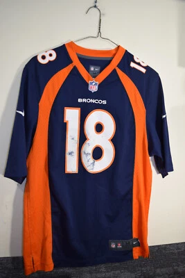 Camiseta deportiva Peyton Manning Denver Broncos Nike On Field #18 NFL azul marino para hombre M DEFECTOS Foto 1 de 4