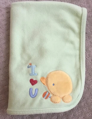 Manta de bebé Just One Year I Heart Love You U Baby Chick Bird verde polar Foto 1 de 4