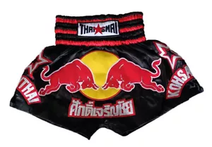 Muaythai KickBoxing Shorts Bull Embroidery Design Costume MMA UFC K1 Gym Red - Picture 1 of 2