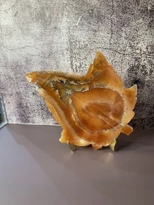 Dendritic Agate Stone Leaf Trinket dish - Picture 1 of 3