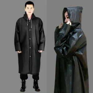 Womens Mens Hiking Waterproof Raincoat Rain Coat Hooded Loose Poncho Jacket - Picture 1 of 20