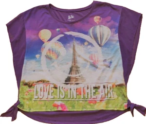 New Purple Justice Eiffel Tower Paris Love Is In The Air Shirt Top Size 20 NWT - Picture 1 of 1
