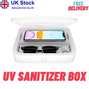 Wireless Charger Box with UV Phone Sanitizer 99.9% Bacteria Virus Kill UK - Afbeelding 1 van 10