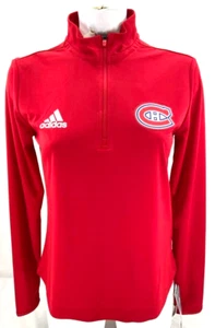 NEW Montreal Canadiens Hockey NHL Adidas Red LS 1/4 Zip Shirt Women's S - Picture 1 of 9