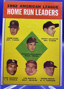 Harmon Killebrew Roger Maris 1963 Topps Topps AL Homerun Leader Card #4  