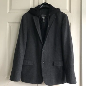 Calvin Klein Mens Charcoal Gray Wool Bland Polyester Coat Jacket M - Picture 1 of 5