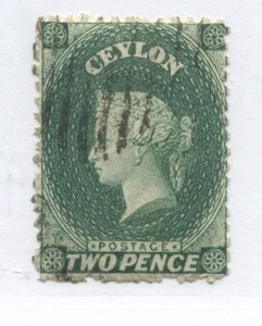 Ceylon 1863 2d olive green used - Picture 1 of 1