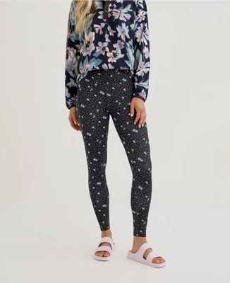 Vera Bradley Leggings XL Navy Garden Ditsy Floral Polka Dot High Rise W/ Pocket - Image 1 of 4