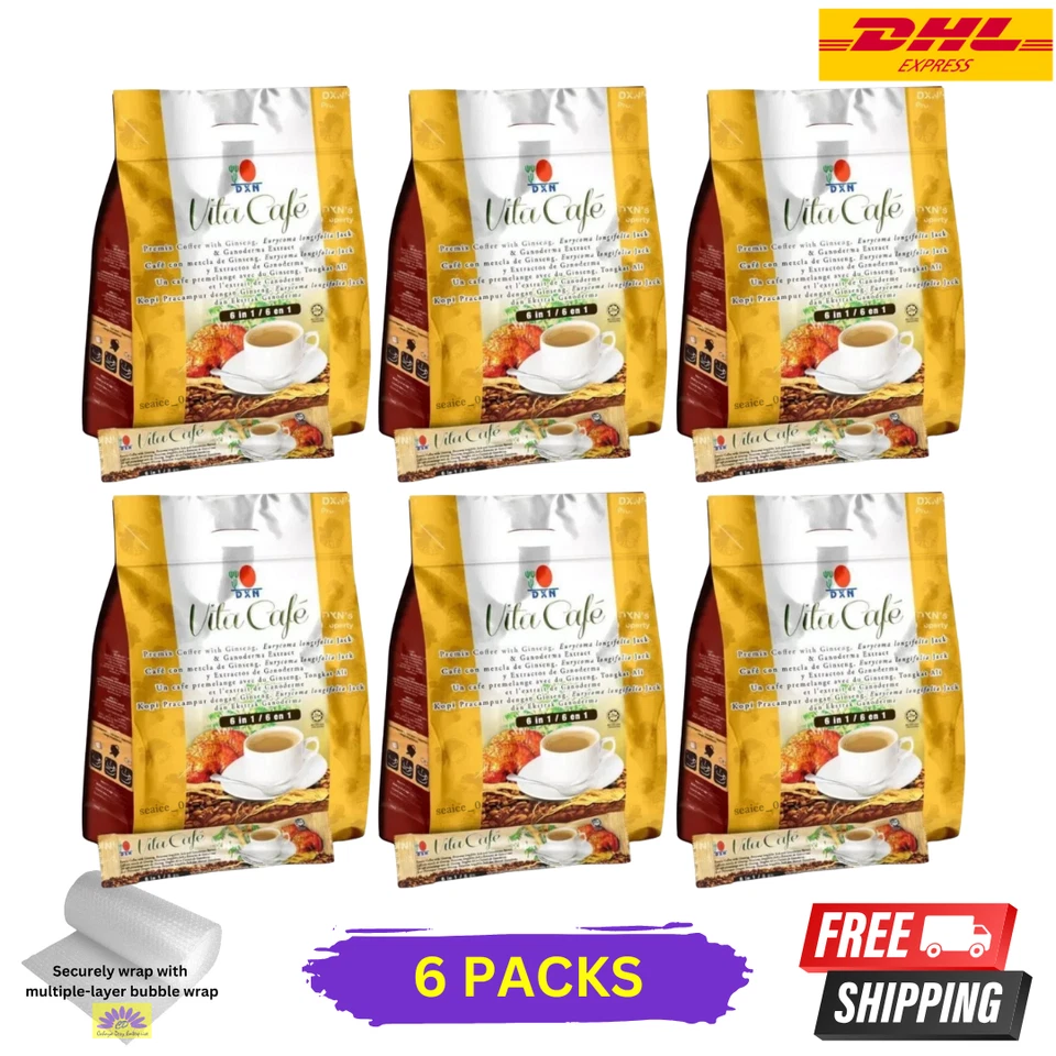 DXN Vita Cafe 6-in-1 Ganoderma Instant Coffee - 21g, Pack of 21 Sachets