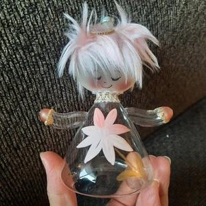 VTG Blown Clear Glass Ugly Christmas Ornament Angel Pink Hair UNIQUE Collectible - Picture 1 of 4