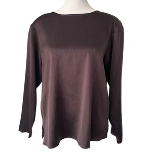 Eileen Fisher dark purple silk long sleeve top size M - Picture 1 of 11