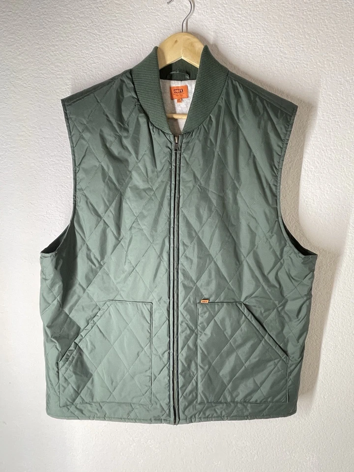 Chaleco de bombardero Obey Propaganda Avalon verde militar para hombre con cremallera sin mangas XL Foto 1 de 4