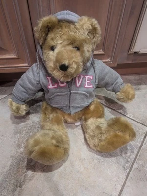 2007 Victoria Secret розовый - плюшевый плюшевый медведь с капюшоном 16" - редкая - Изображение 1 из 4