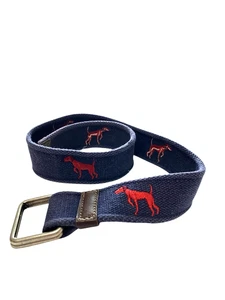 Jungen Gürtel blau Canvas mit besticktem Hund Retriever Silber D Ring adrett 30 Zoll - Bild 1 von 7