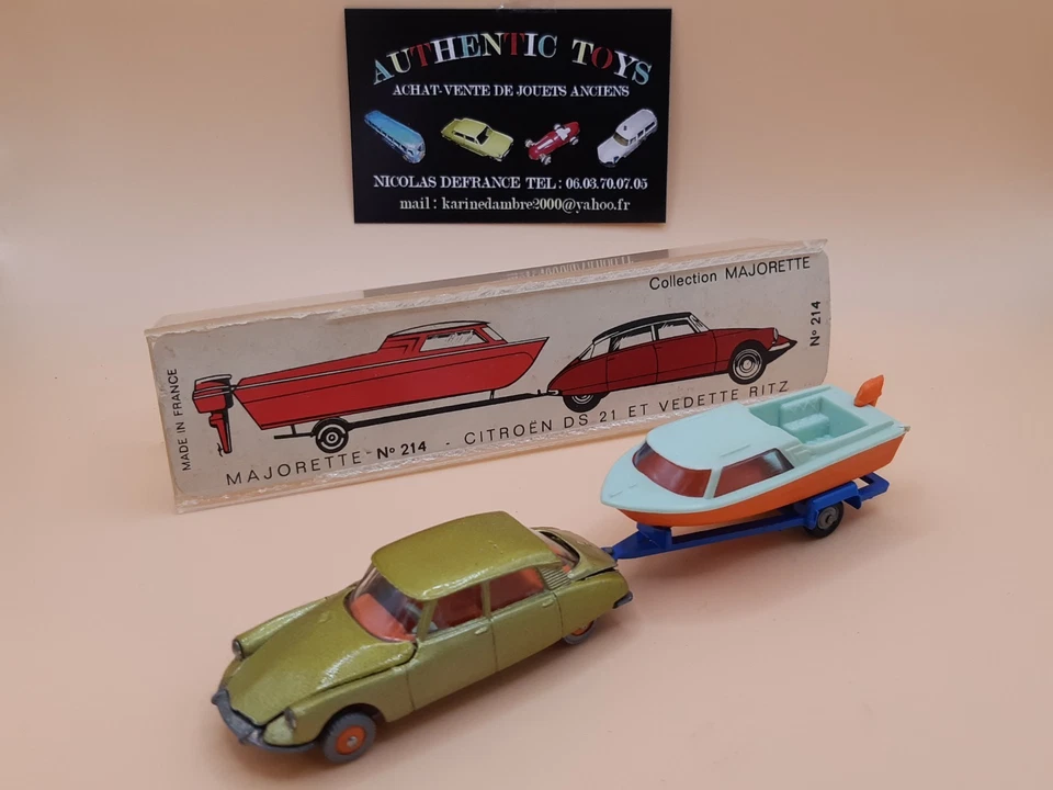 JOUET ANCIEN MAJORETTE RAIL ROUTE CITROEN DS 21 AVEC VEDETTE RITZ N°214 + BOITE - Photo 1/4