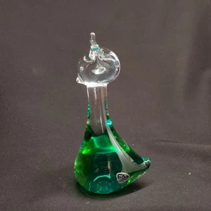 FM Ronneby Sweden Green & Clear Art Glass Cat Kitty Mid Century Signed Numbered - Picture 1 of 19