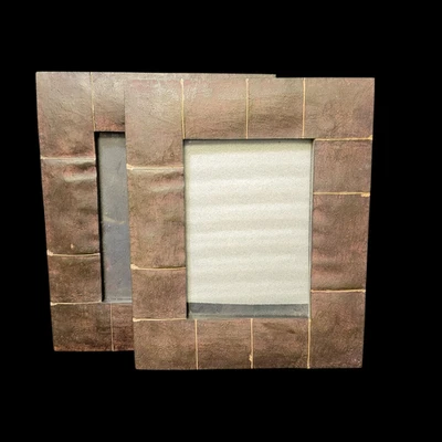 2) Ceramic 5 x 7 Picture Frames Brown Stone Look - Image 1 of 4