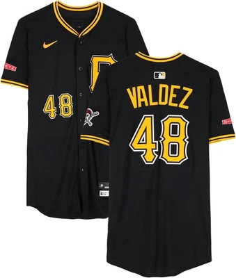Enmanuel Valdez Pirates Player-Issued #48 Black Jersey from the 2025 MLB Season - Image 1 of 4