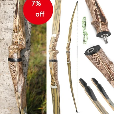 Archery Longbow Takedown Wooden 20-50lbs 60” 62" 64" Traditional Bow RH LH Hunt - Image 1 of 4