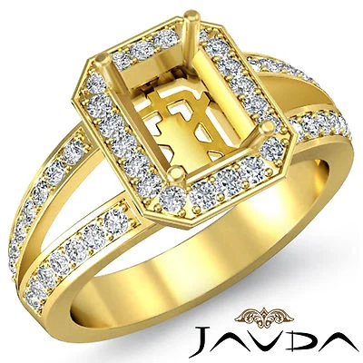 Emerald Semi Mount Pre-Set Diamond Engagement Ring VS1-VS2 18k Yellow Gold 0.55C - Image 1 of 4