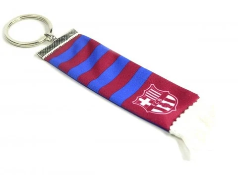 Barcelona Football Club Official Team Bar Scarf Key Ring Chain Charm Fabric Cover