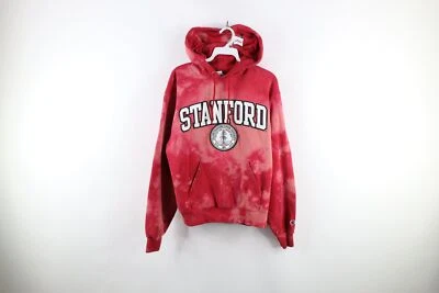 Moletom com capuz vintage Champion masculino pequeno desgastado lavagem ácida Universidade de Stanford vermelho - Imagem 1 de 4
