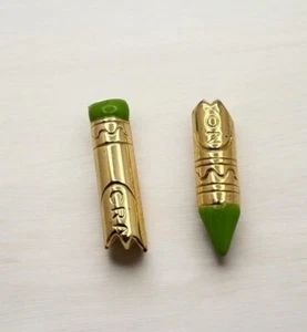 Vintage Green Crayon Earrings Gold Tone Back to School Teacher Gift - Picture 1 of 6