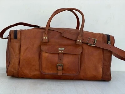 Bolso de viaje deportivo para pasar la noche de lona tamaño perfecto de cuero vintage grande de 30" para hombre Foto 1 de 4