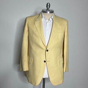 Oxxford Cothes Blazer Mens Yellow Solid Lace Wool 44R