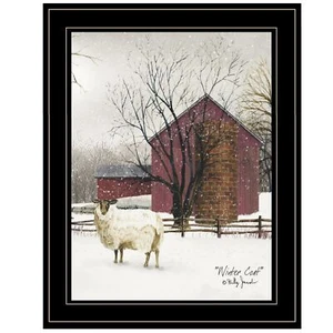 Winter Coat 2 Black Framed Print Wall Art - Picture 1 of 1